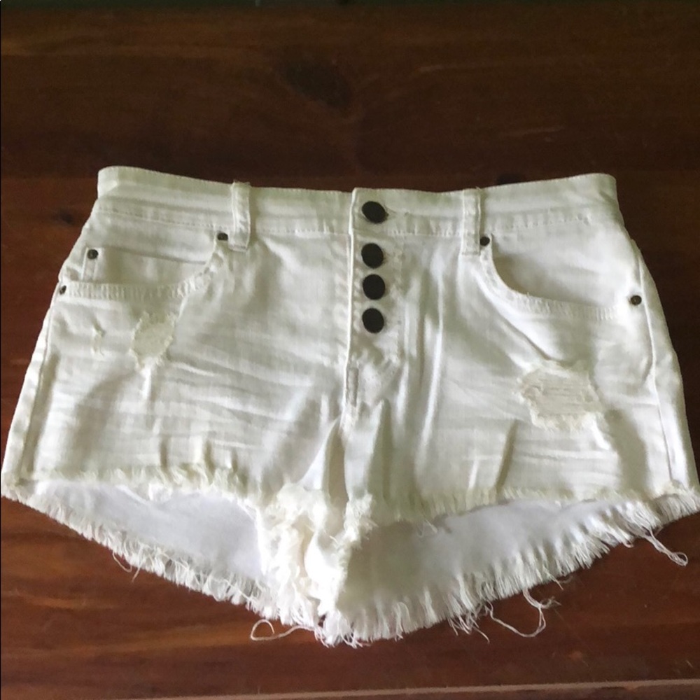 Billabong Buttoned Up Ripped Denim Shorts
